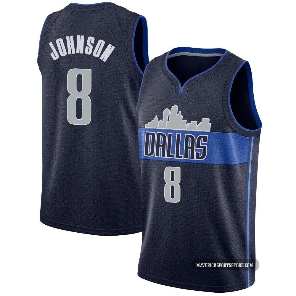 AJ Johnson ＃8 Men's Swingman Navy Dallas Mavericks Jersey - Statement Edition