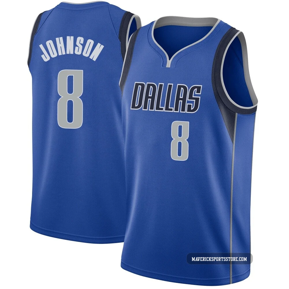AJ Johnson ＃8 Men's Swingman Royal Dallas Mavericks Jersey - Icon Edition