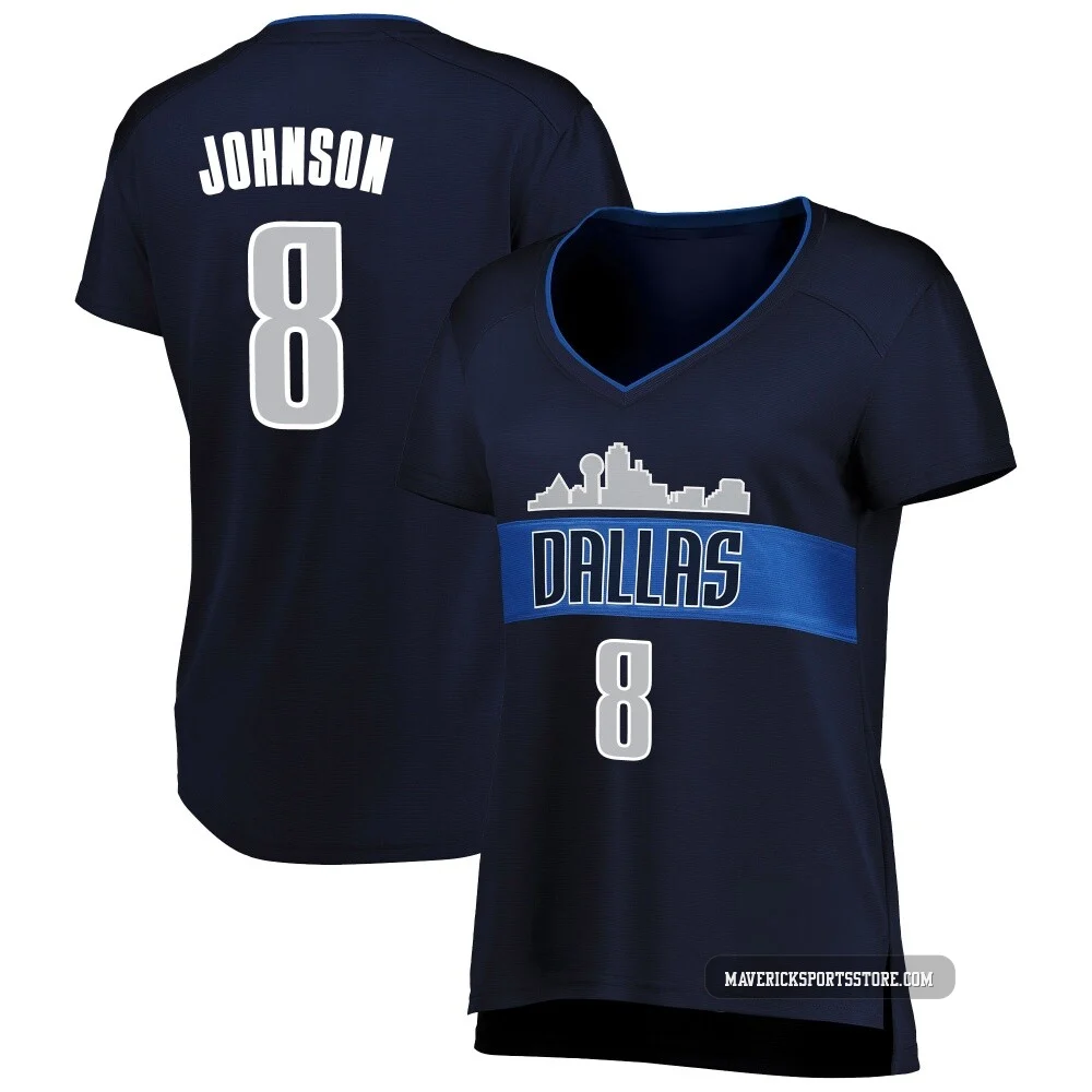 AJ Johnson ＃8 Women's Navy Dallas Mavericks Fast Break Jersey - Statement Edition