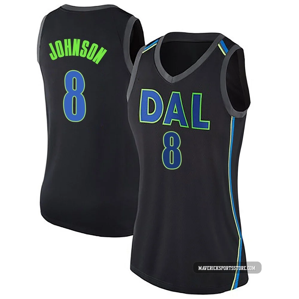 AJ Johnson ＃8 Women's Swingman Black Dallas Mavericks Jersey - City Edition