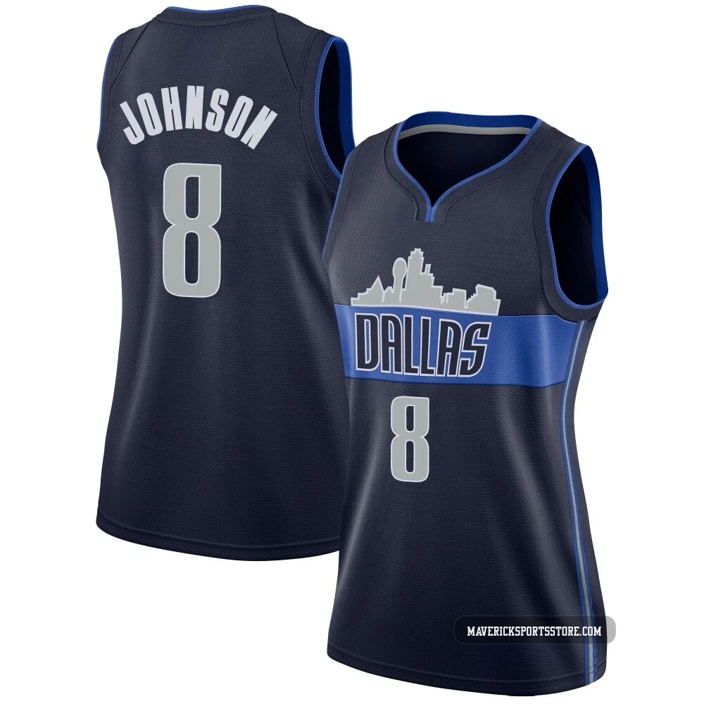 AJ Johnson ＃8 Women's Swingman Navy Dallas Mavericks Jersey - Statement Edition