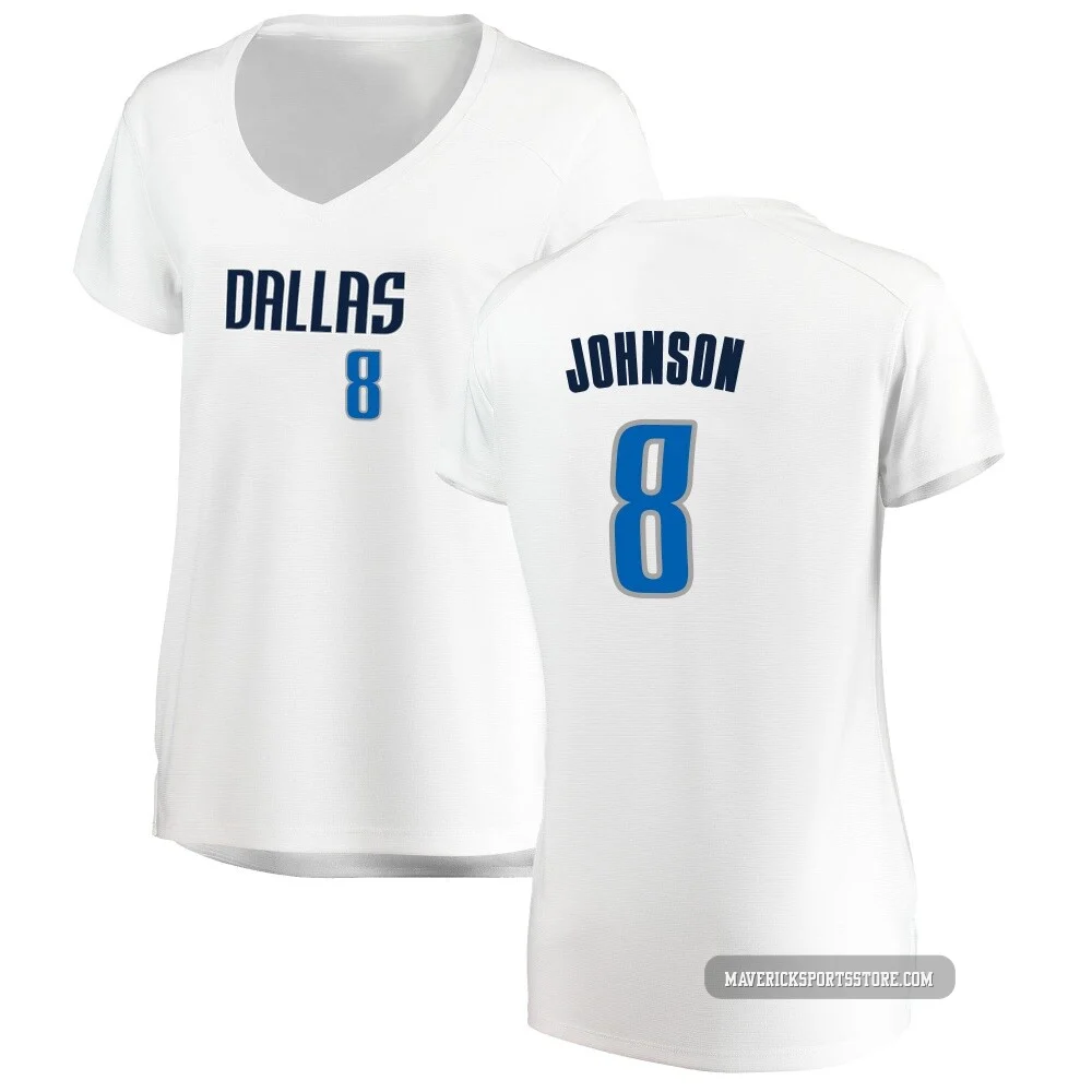 AJ Johnson ＃8 Women's White Dallas Mavericks Fast Break Jersey - Association Edition