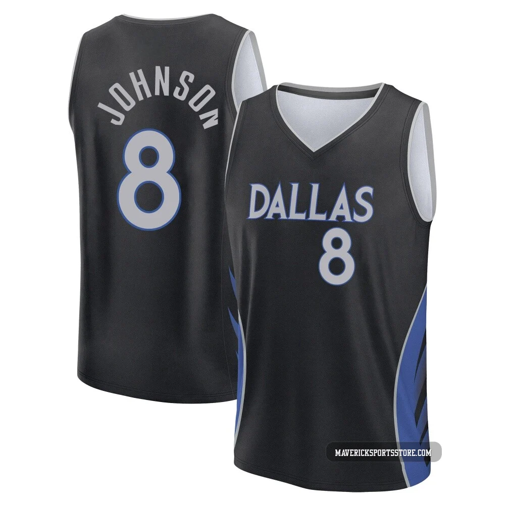AJ Johnson ＃8 Youth 2025/26 Dallas Mavericks Fast Break Black City Edition Jersey