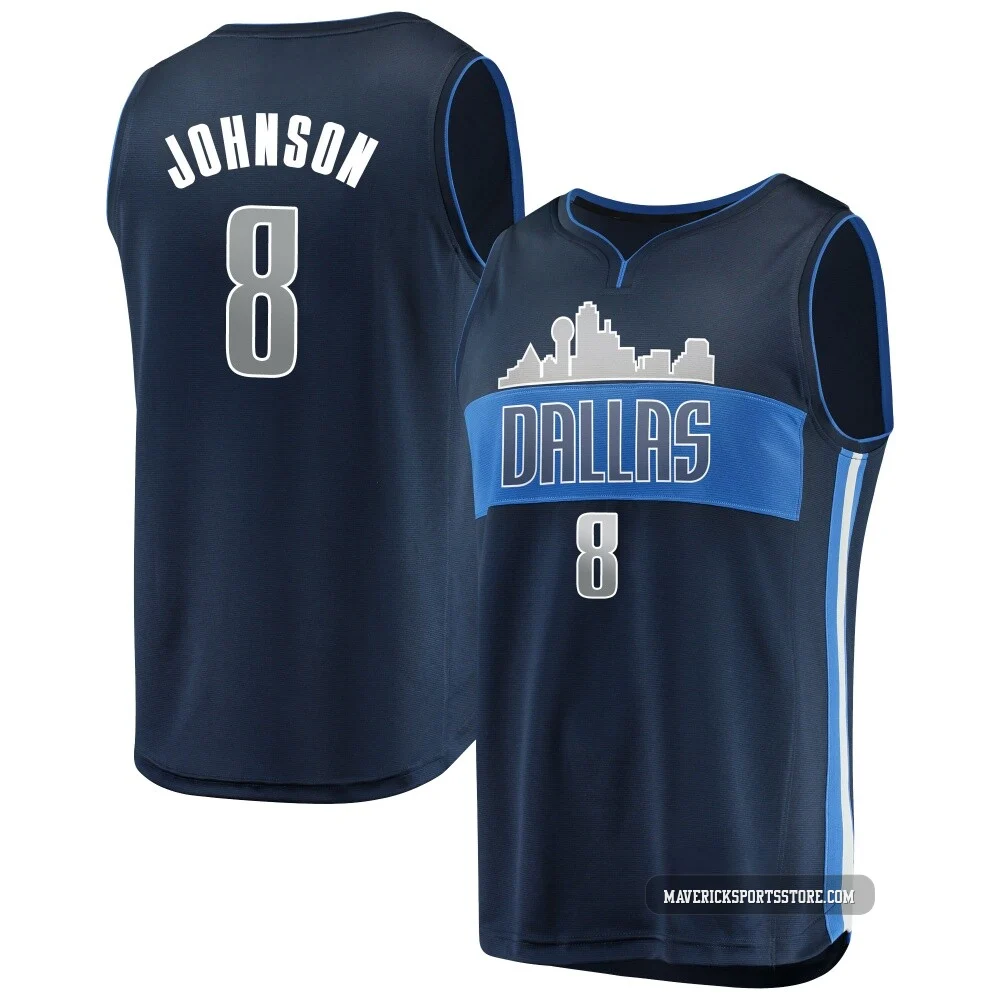 AJ Johnson ＃8 Youth Navy Dallas Mavericks Fast Break Jersey - Statement Edition