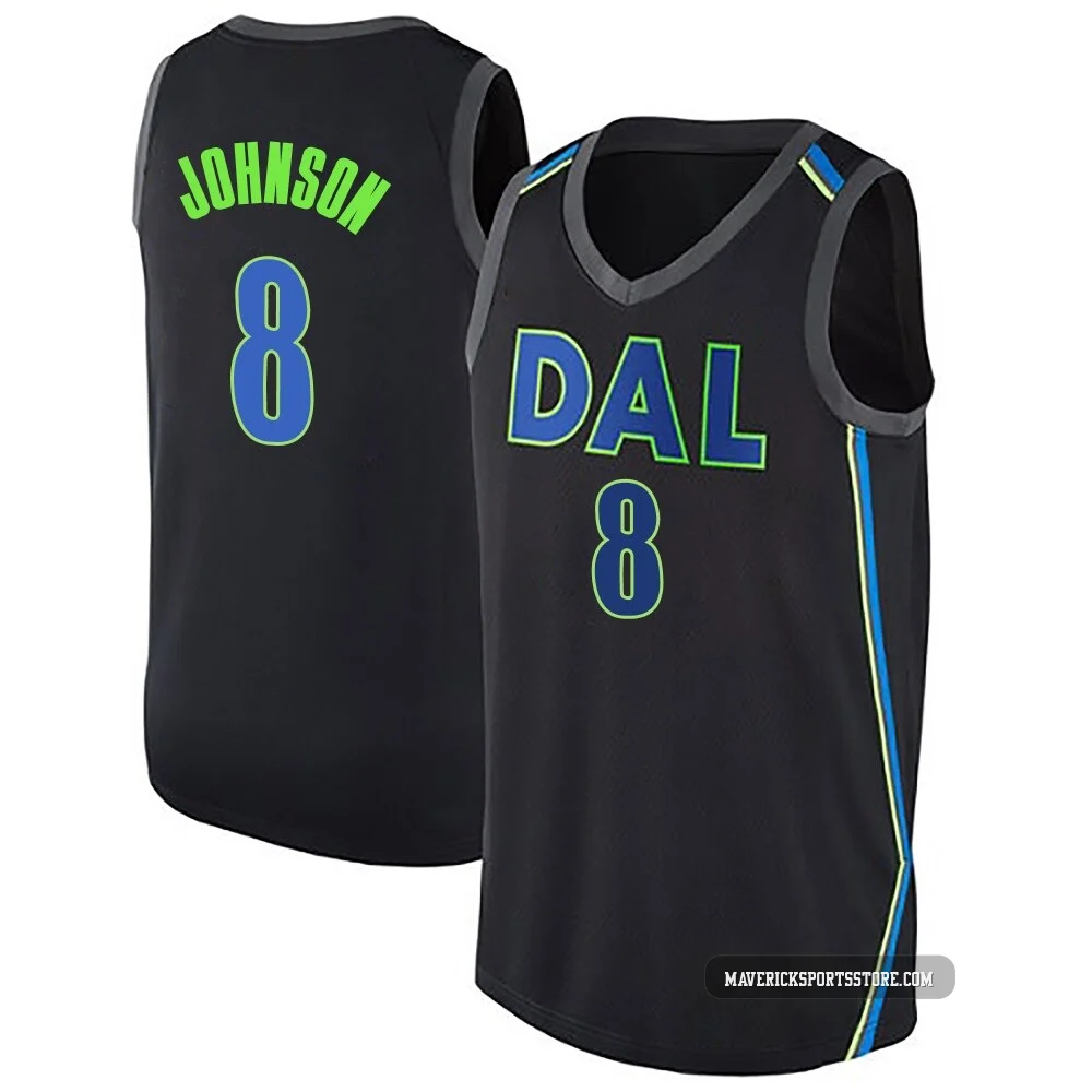 AJ Johnson ＃8 Youth Swingman Black Dallas Mavericks Jersey - City Edition