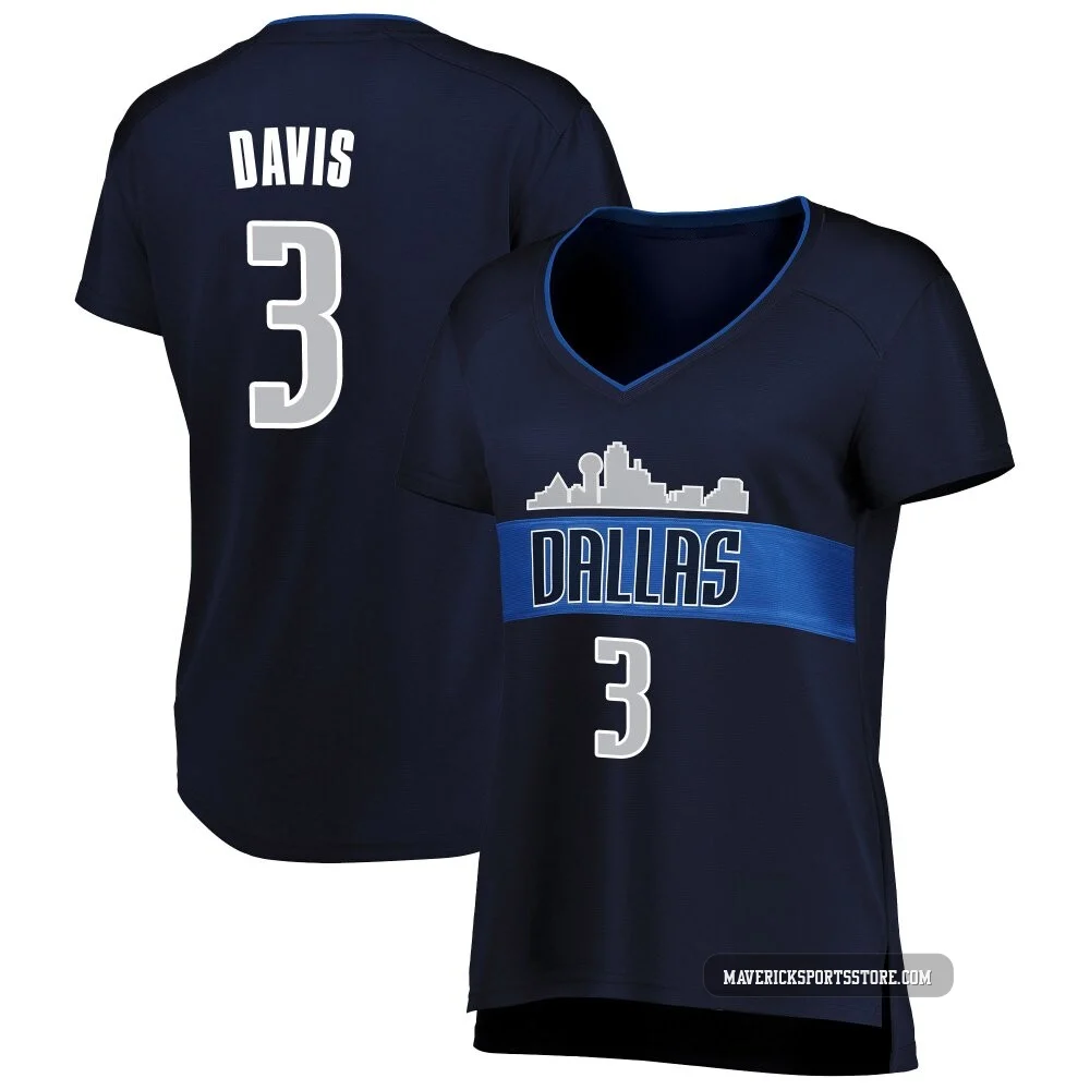 Anthony Davis ＃3 Women's Navy Dallas Mavericks Fast Break Jersey - Statement Edition