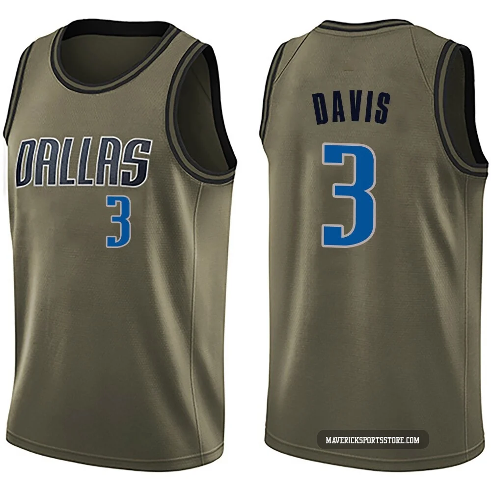 Anthony Davis ＃3 Youth Swingman Green Dallas Mavericks Salute to Service Jersey