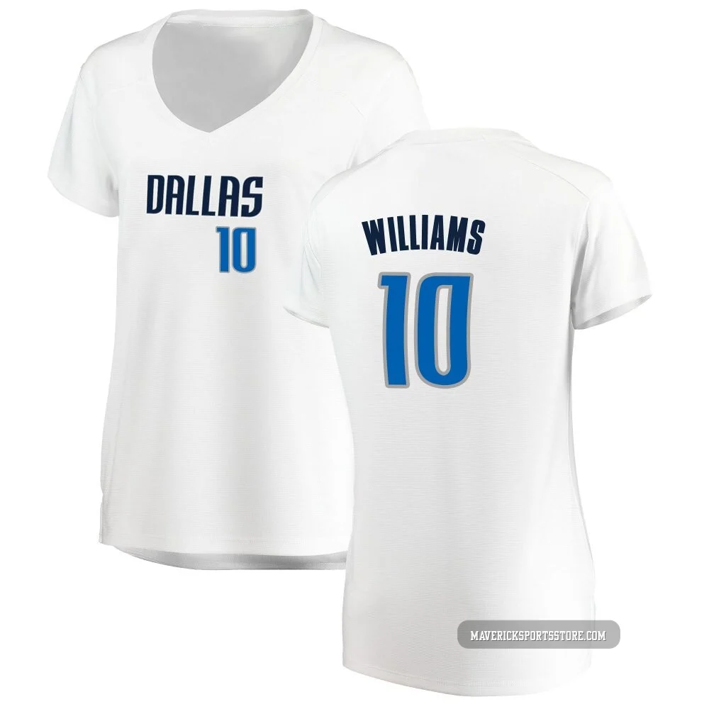 Brandon Williams ＃10 Women's White Dallas Mavericks Fast Break Jersey - Association Edition