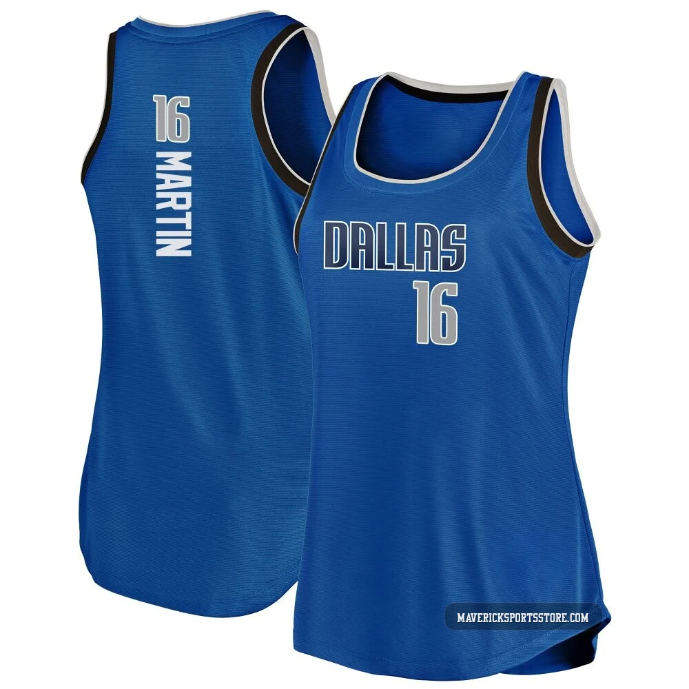 Caleb Martin ＃16 Women's Blue Dallas Mavericks Fast Break Movement Tank Jersey - Icon Edition