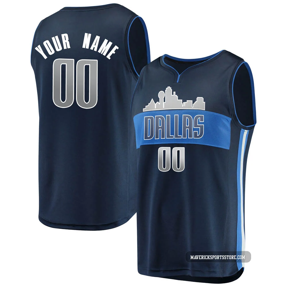 Custom ＃00 Men's Navy Dallas Mavericks Fast Break Jersey - Statement Edition
