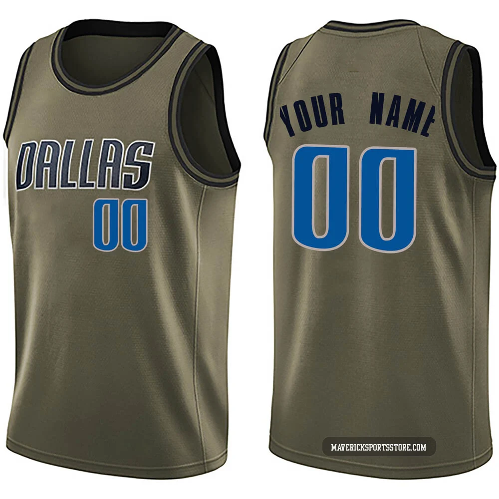 Custom ＃00 Men's Swingman Green Dallas Mavericks Salute to Service Jersey