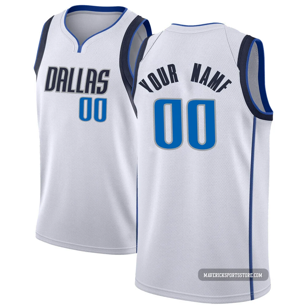 Custom ＃00 Men's Swingman White Dallas Mavericks Jersey - Association Edition