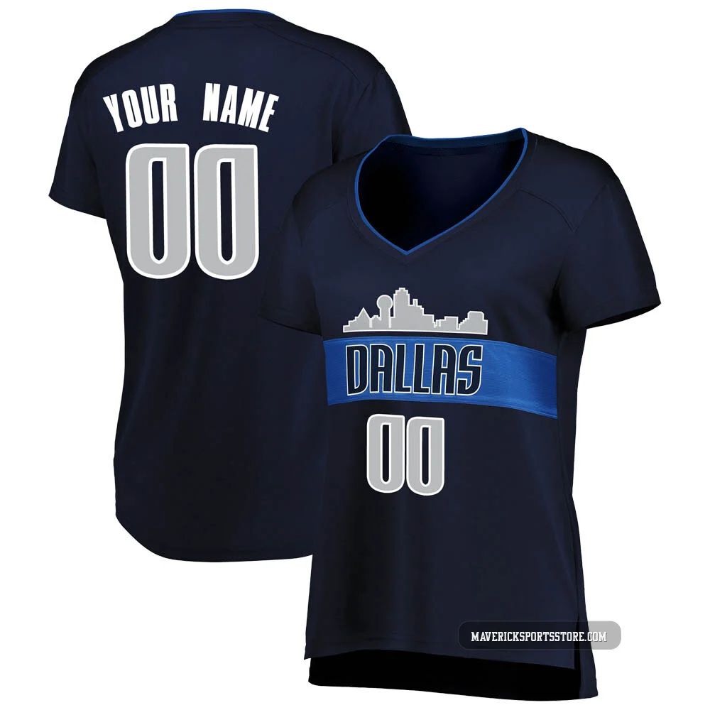Custom ＃00 Women's Navy Dallas Mavericks Fast Break Jersey - Statement Edition