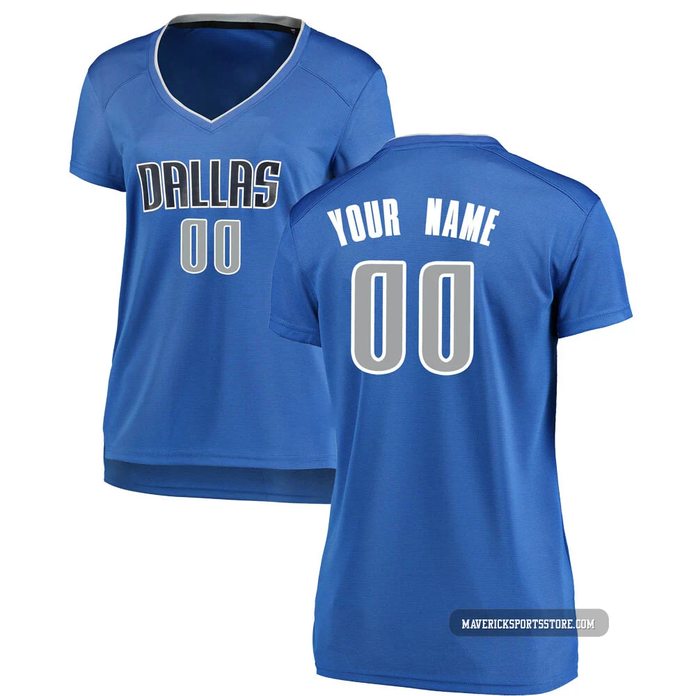 Custom ＃00 Women's Royal Dallas Mavericks Fast Break Jersey - Icon Edition