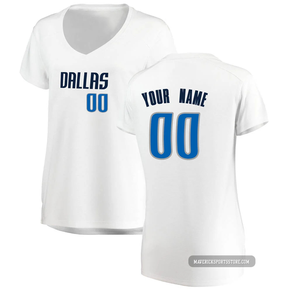 Custom ＃00 Women's White Dallas Mavericks Fast Break Jersey - Association Edition