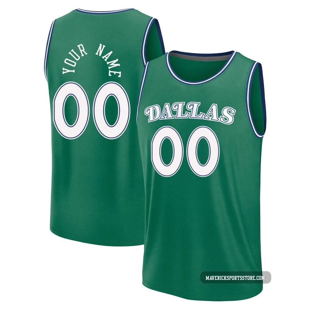 Custom ＃00 Youth 2025/26 Dallas Mavericks Fast Break Green Classic Edition Jersey