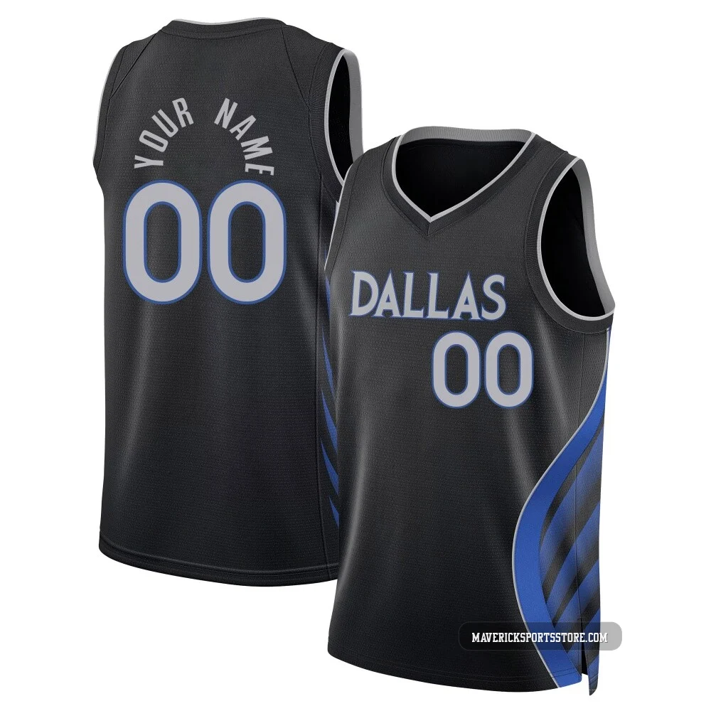 Custom ＃00 Youth Swingman 2025/26 Dallas Mavericks Black City Edition Jersey
