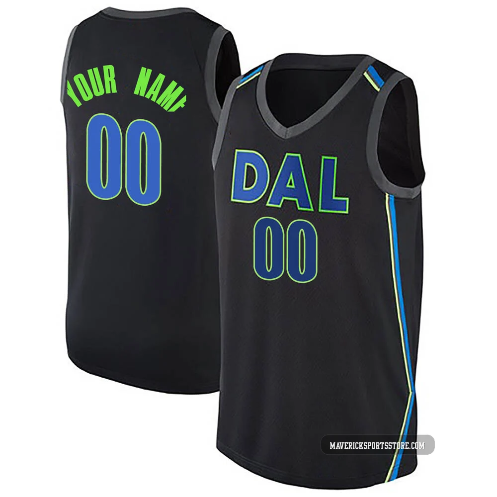 Custom ＃00 Youth Swingman Black Dallas Mavericks Jersey - City Edition