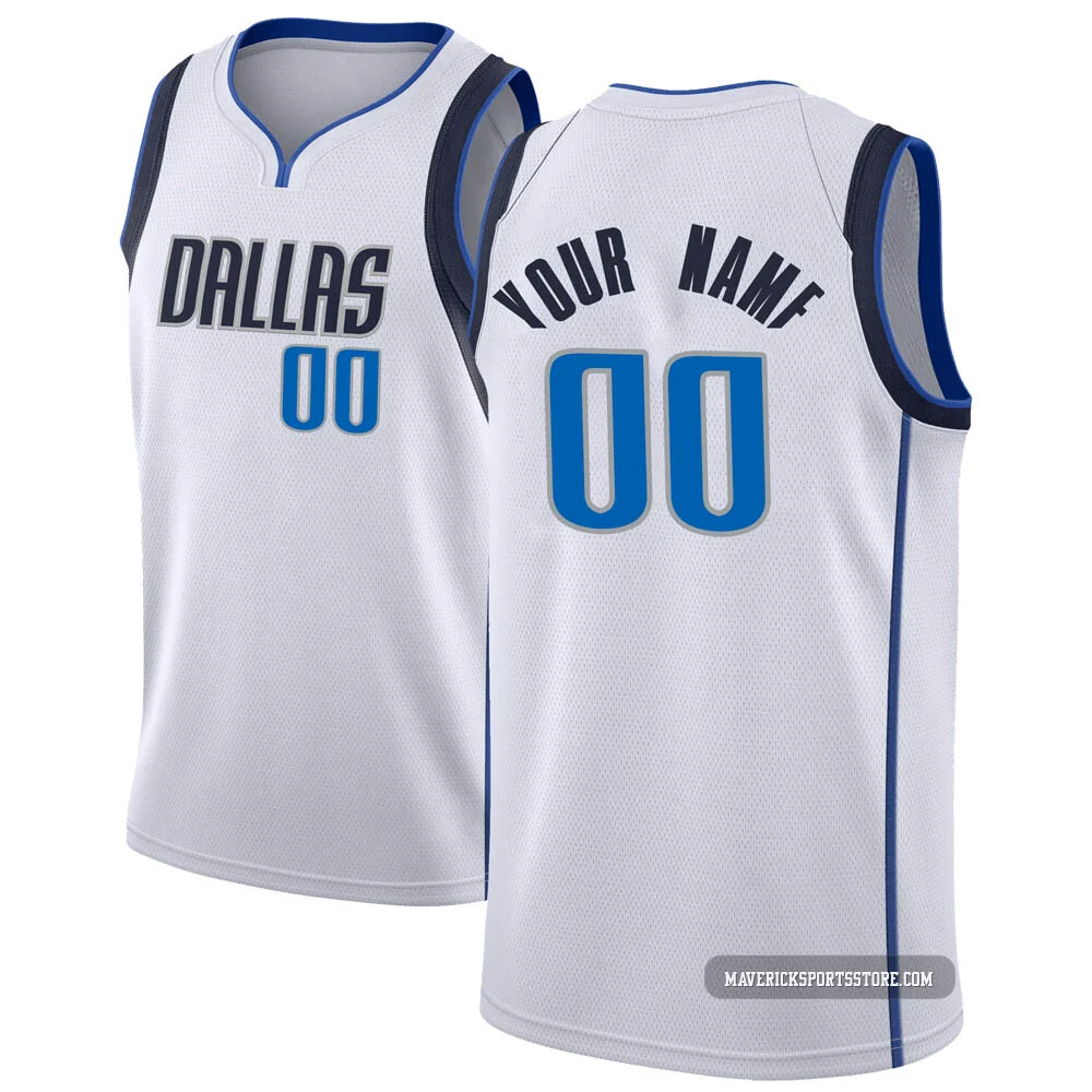 Custom ＃00 Youth Swingman White Dallas Mavericks Jersey - Association Edition