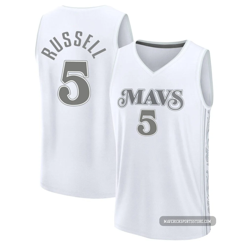 D'Angelo Russell ＃5 Men's 2024/25 Dallas Mavericks White Fast Break City Edition Jersey