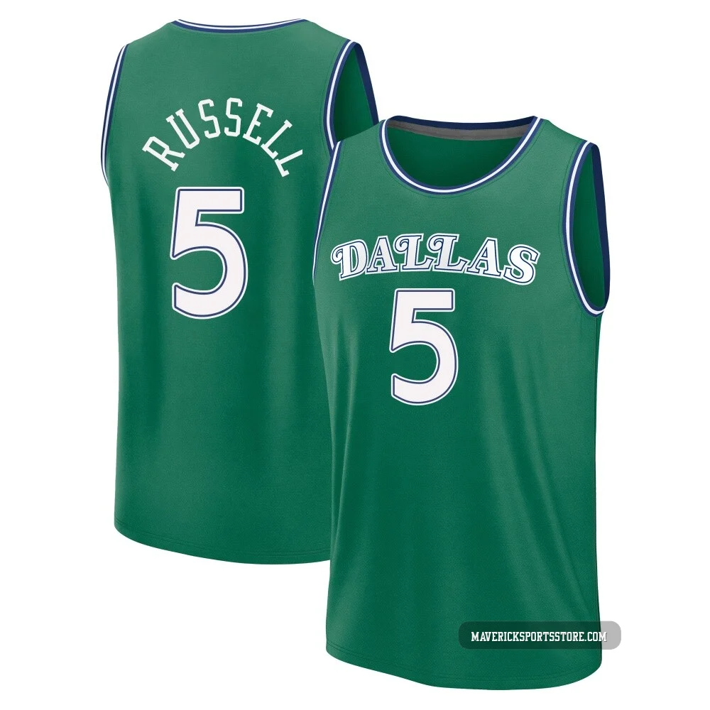 D'Angelo Russell ＃5 Men's 2025/26 Dallas Mavericks Fast Break Green Classic Edition Jersey