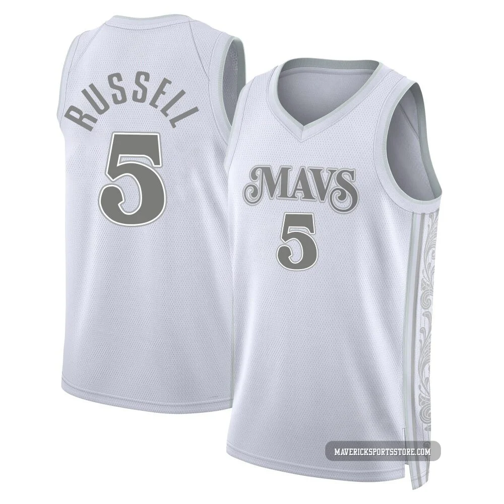 D'Angelo Russell ＃5 Men's Swingman 2024/25 Dallas Mavericks White City Edition Jersey