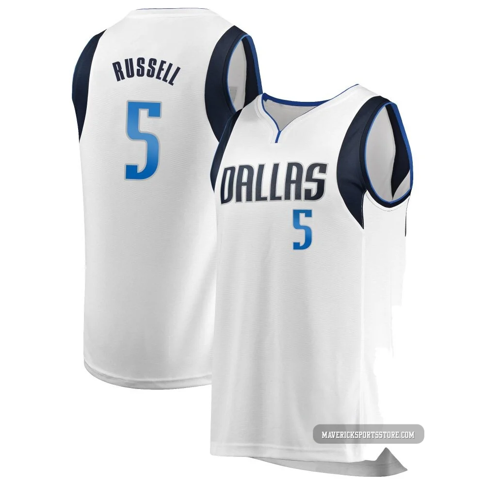 D'Angelo Russell ＃5 Men's White Dallas Mavericks Fast Break Jersey - Association Edition
