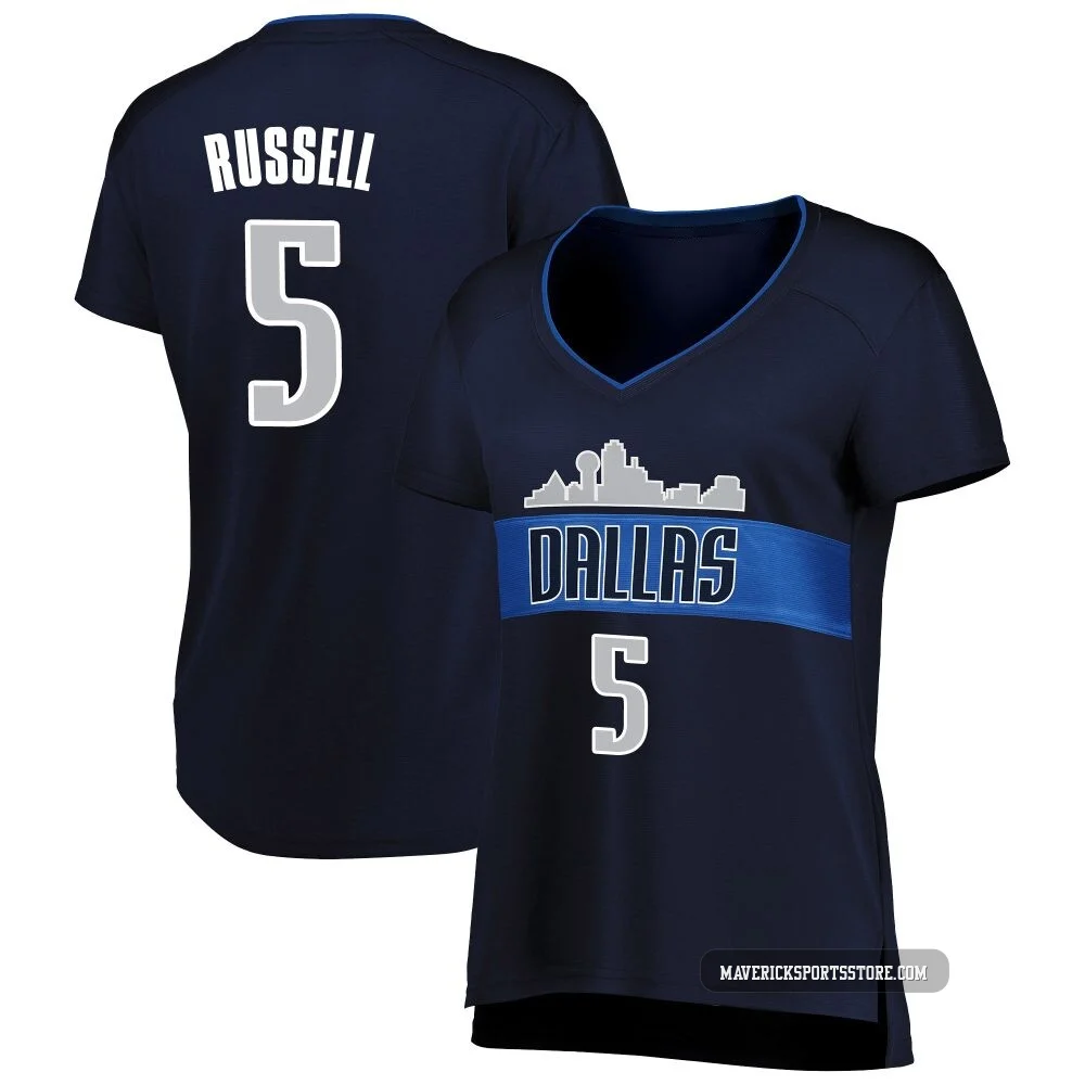 D'Angelo Russell ＃5 Women's Navy Dallas Mavericks Fast Break Jersey - Statement Edition