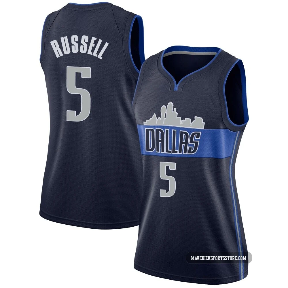 D'Angelo Russell ＃5 Women's Swingman Navy Dallas Mavericks Jersey - Statement Edition