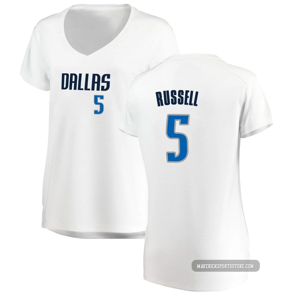 D'Angelo Russell ＃5 Women's White Dallas Mavericks Fast Break Jersey - Association Edition