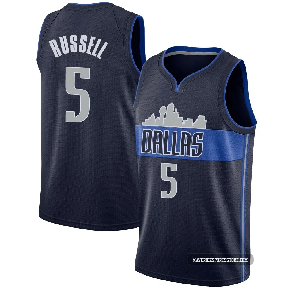 D'Angelo Russell ＃5 Youth Swingman Navy Dallas Mavericks Jersey - Statement Edition