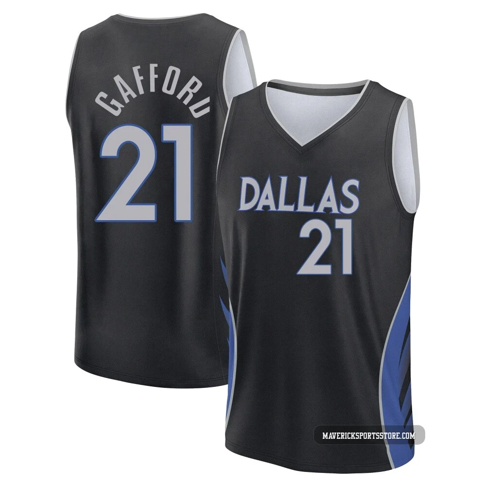 Daniel Gafford ＃21 Men's 2025/26 Dallas Mavericks Fast Break Black City Edition Jersey