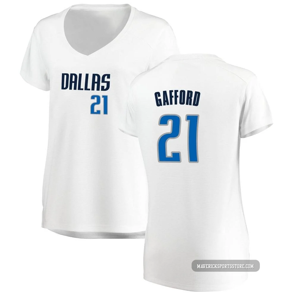 Daniel Gafford ＃21 Women's White Dallas Mavericks Fast Break Jersey - Association Edition