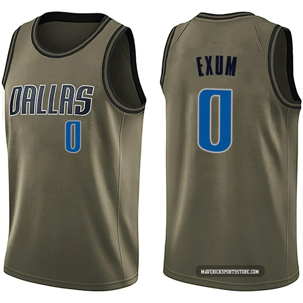 Dante Exum ＃0 Men's Swingman Green Dallas Mavericks Salute to Service Jersey