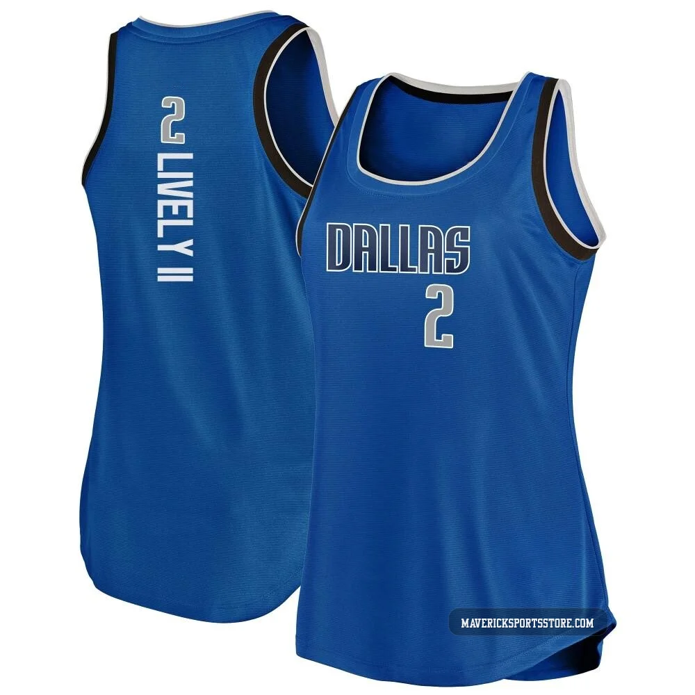 Dereck Lively II ＃2 Women's Blue Dallas Mavericks Fast Break Movement Tank Jersey - Icon Edition