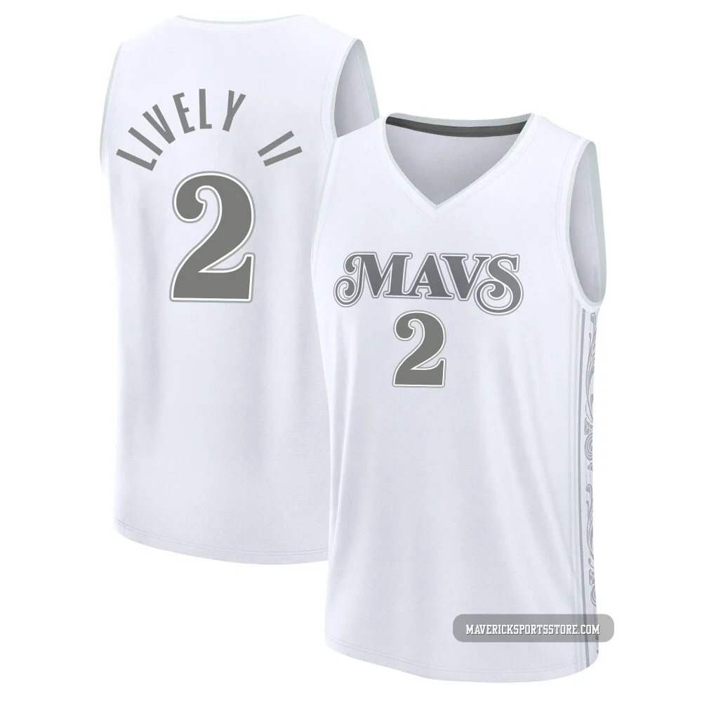 Dereck Lively II ＃2 Youth 2024/25 Dallas Mavericks White Fast Break City Edition Jersey