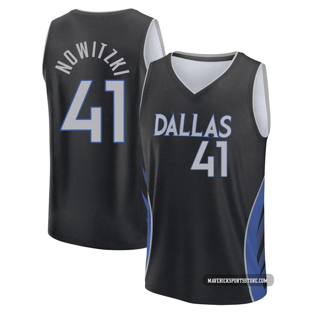 Dirk Nowitzki ＃41 Men's 2025/26 Dallas Mavericks Fast Break Black City Edition Jersey