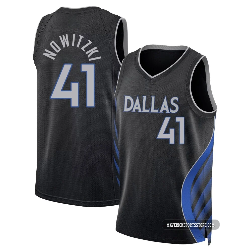 Dirk Nowitzki ＃41 Men's Swingman 2025/26 Dallas Mavericks Black City Edition Jersey