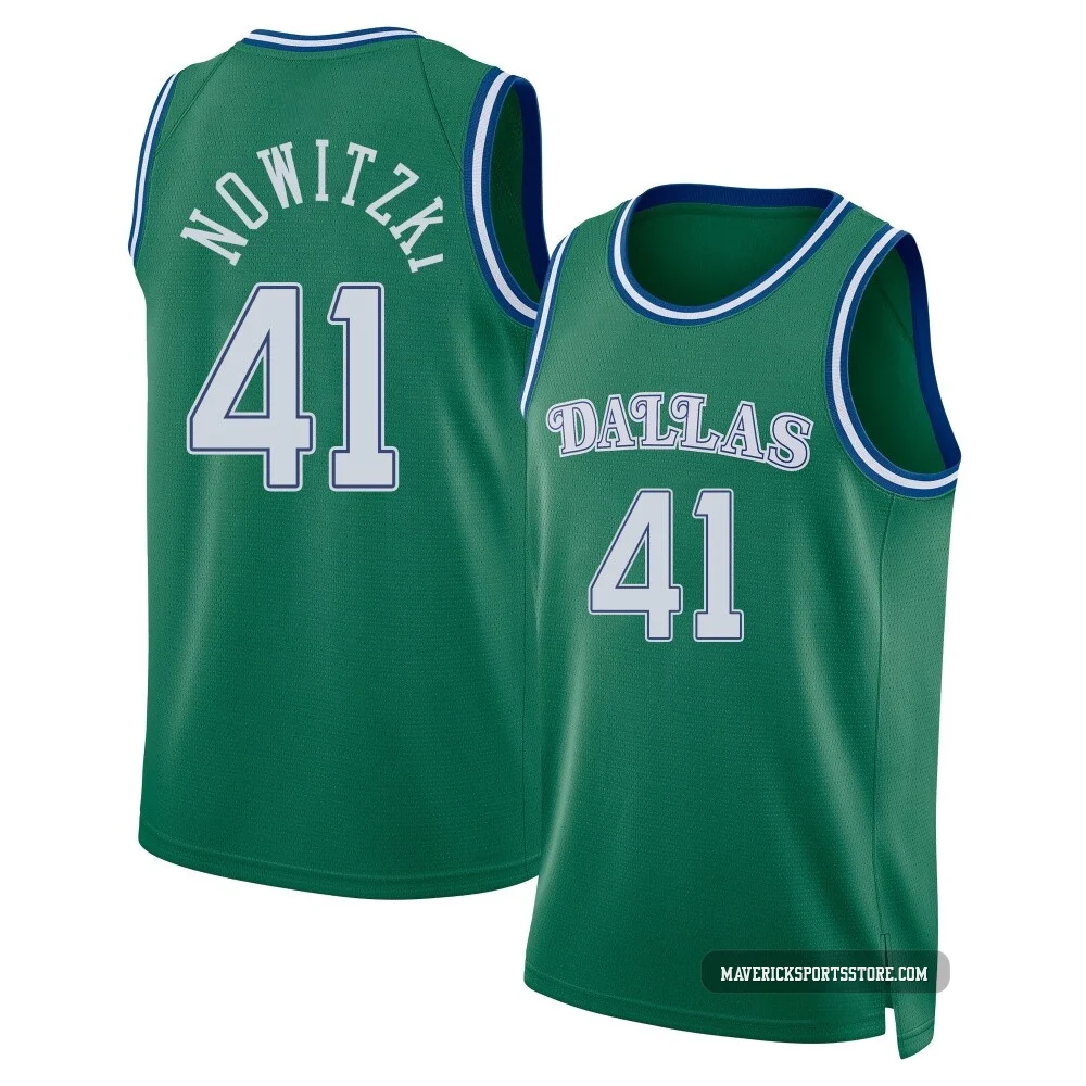 Dirk Nowitzki ＃41 Men's Swingman 2025/26 Dallas Mavericks Green Classic Edition Jersey