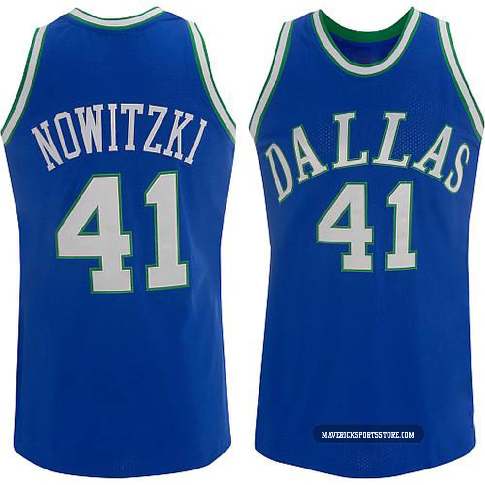 Dirk Nowitzki ＃41 Men's Swingman Blue Dallas Mavericks Throwback Jersey