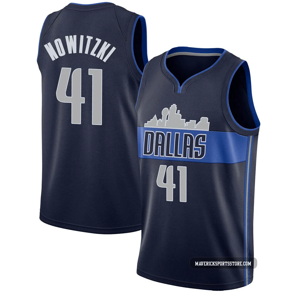 Dirk Nowitzki ＃41 Men's Swingman Navy Dallas Mavericks Jersey - Statement Edition