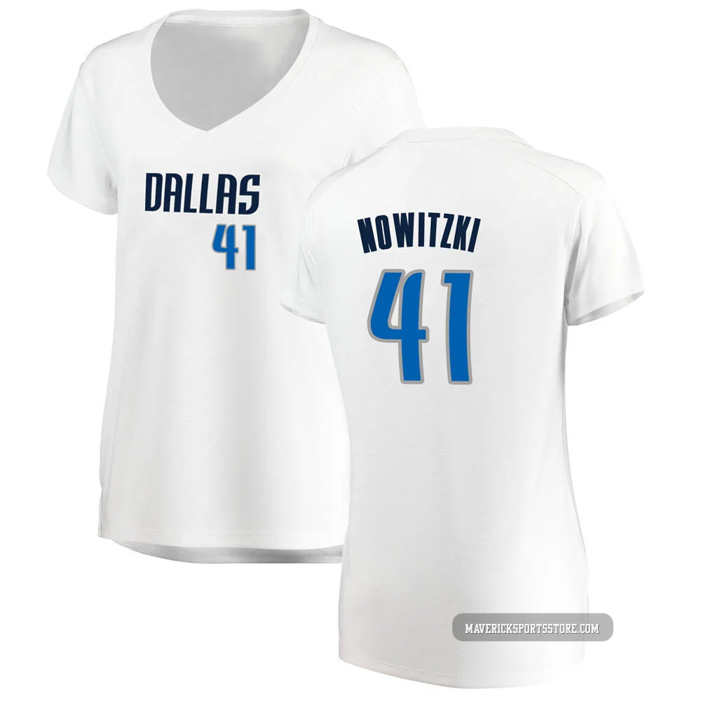 Dirk Nowitzki ＃41 Women's White Dallas Mavericks Fast Break Jersey - Association Edition