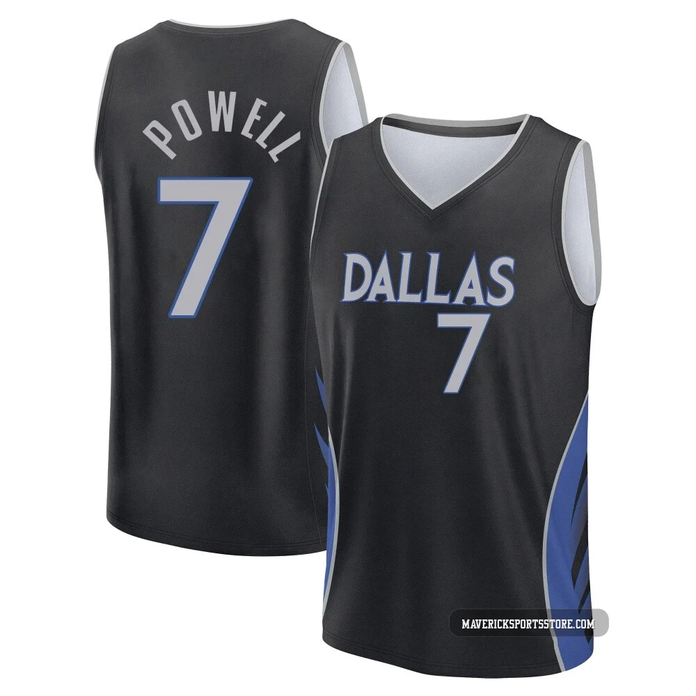 Dwight Powell ＃7 Men's 2025/26 Dallas Mavericks Fast Break Black City Edition Jersey