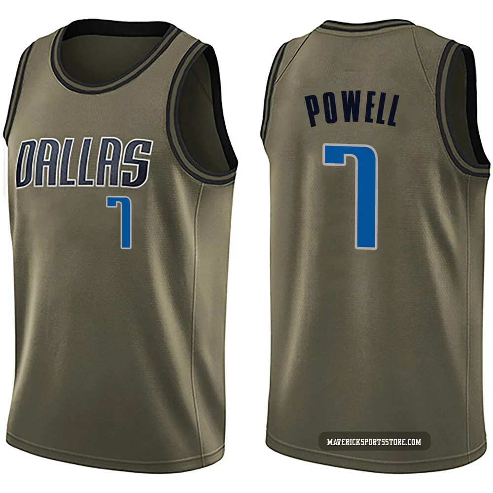 Dwight Powell ＃7 Men's Swingman Green Dallas Mavericks Salute to Service Jersey