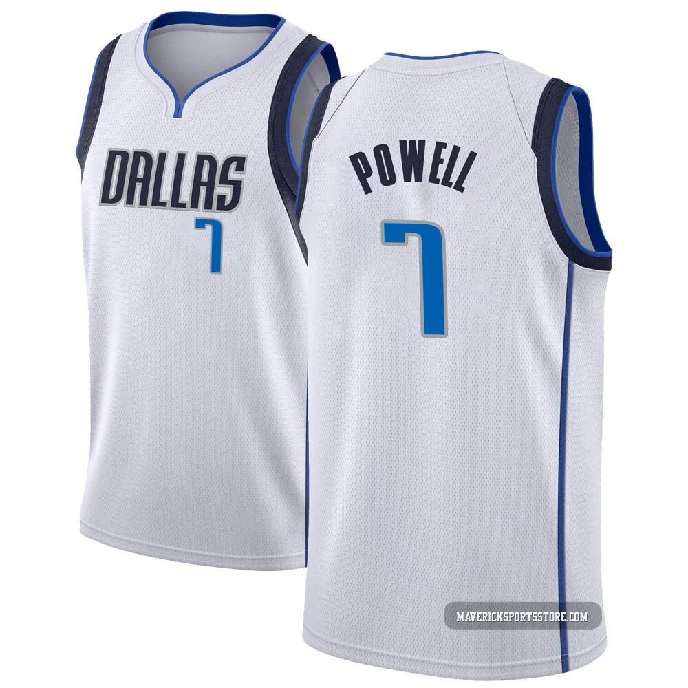 Dwight Powell ＃7 Men's Swingman White Dallas Mavericks Jersey - Association Edition