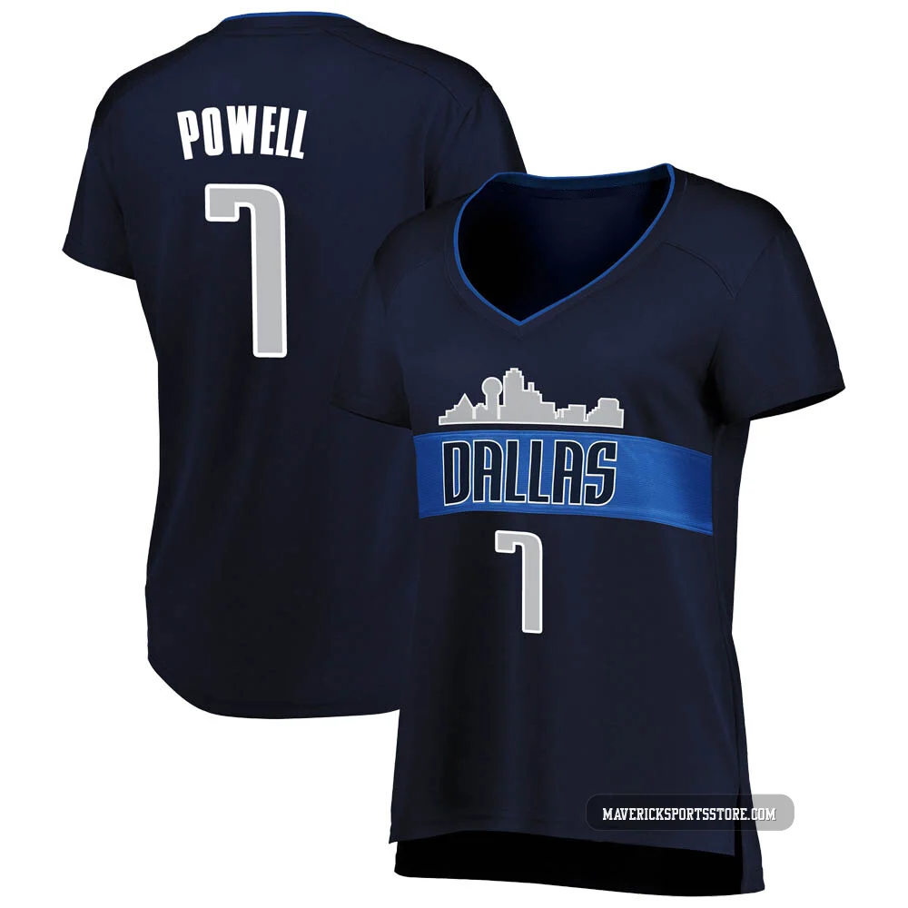 Dwight Powell ＃7 Women's Navy Dallas Mavericks Fast Break Jersey - Statement Edition