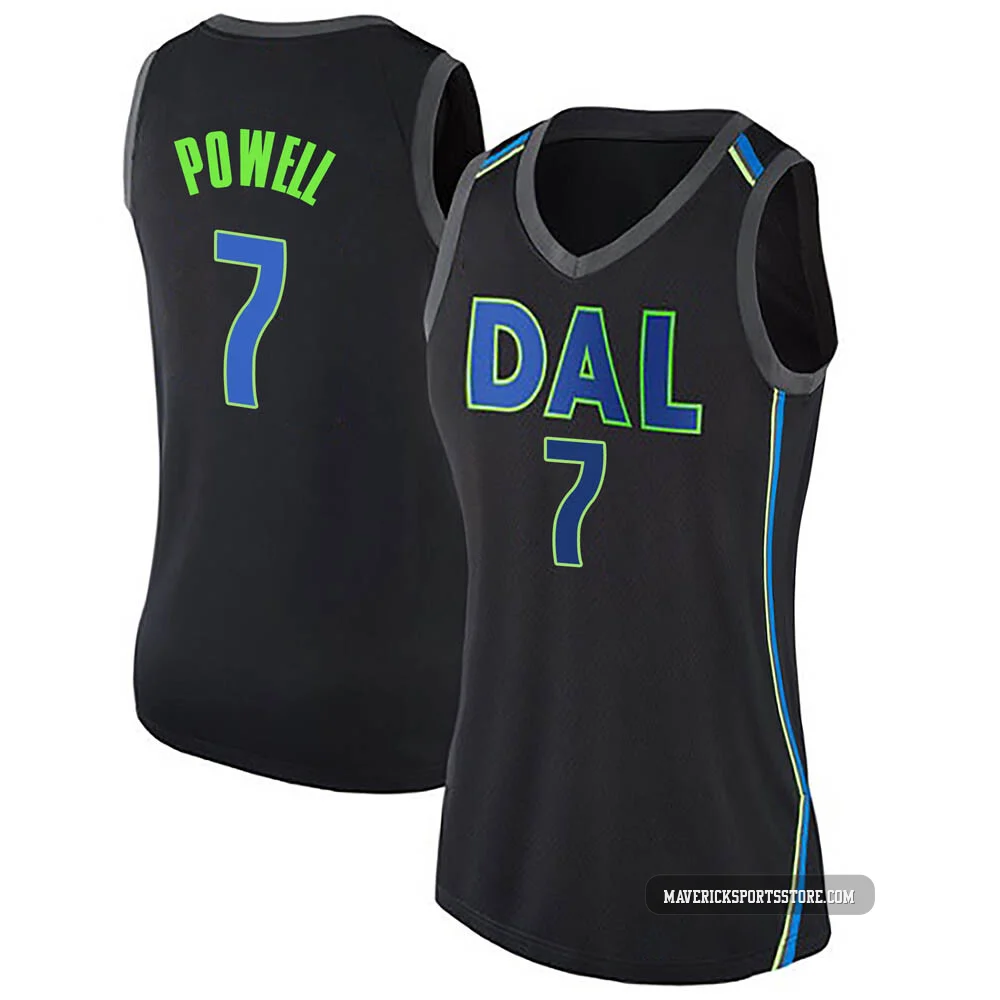 Dwight Powell ＃7 Women's Swingman Black Dallas Mavericks Jersey - City Edition