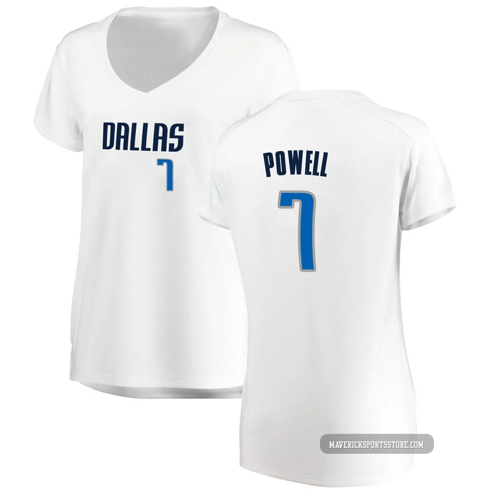 Dwight Powell ＃7 Women's White Dallas Mavericks Fast Break Jersey - Association Edition