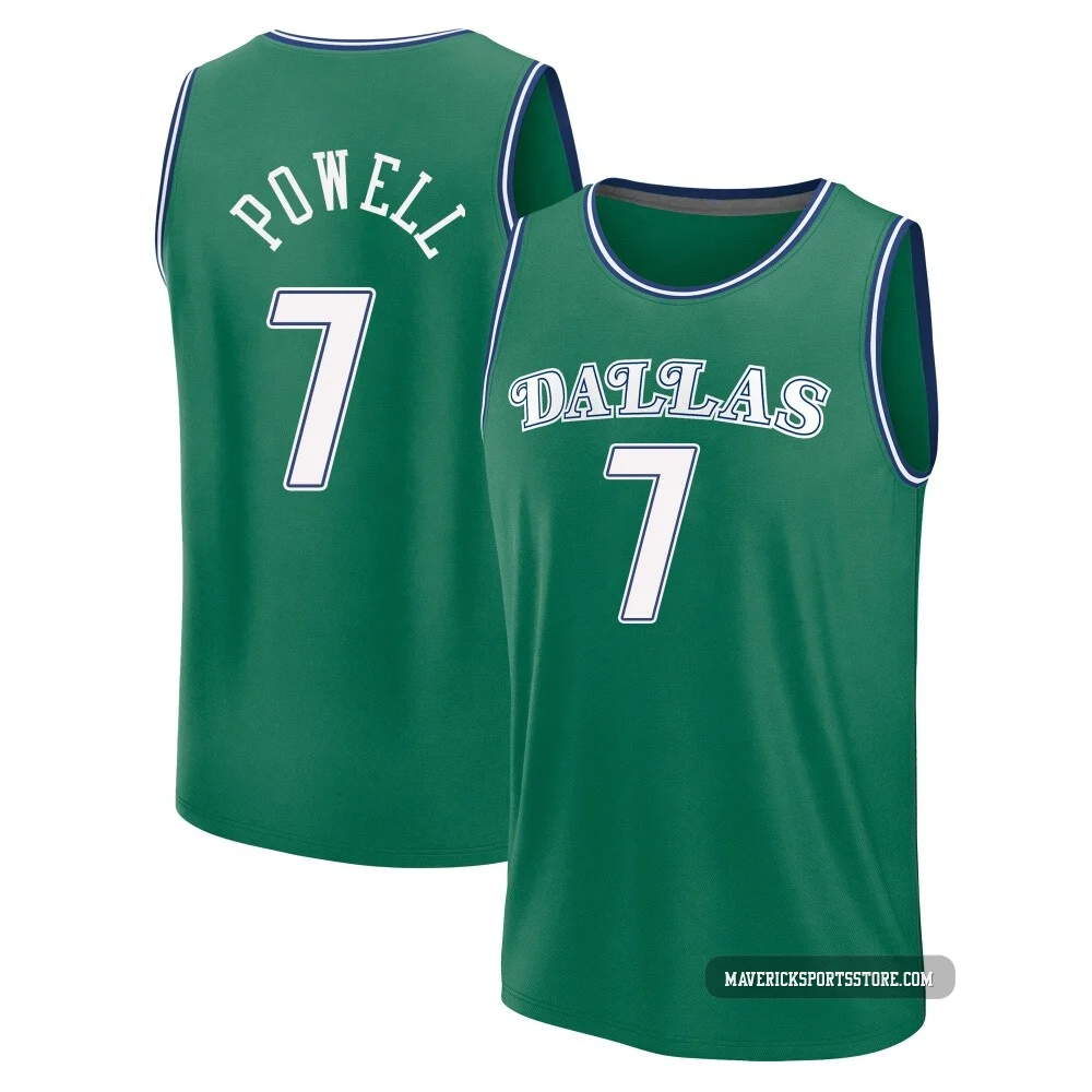 Dwight Powell ＃7 Youth 2025/26 Dallas Mavericks Fast Break Green Classic Edition Jersey