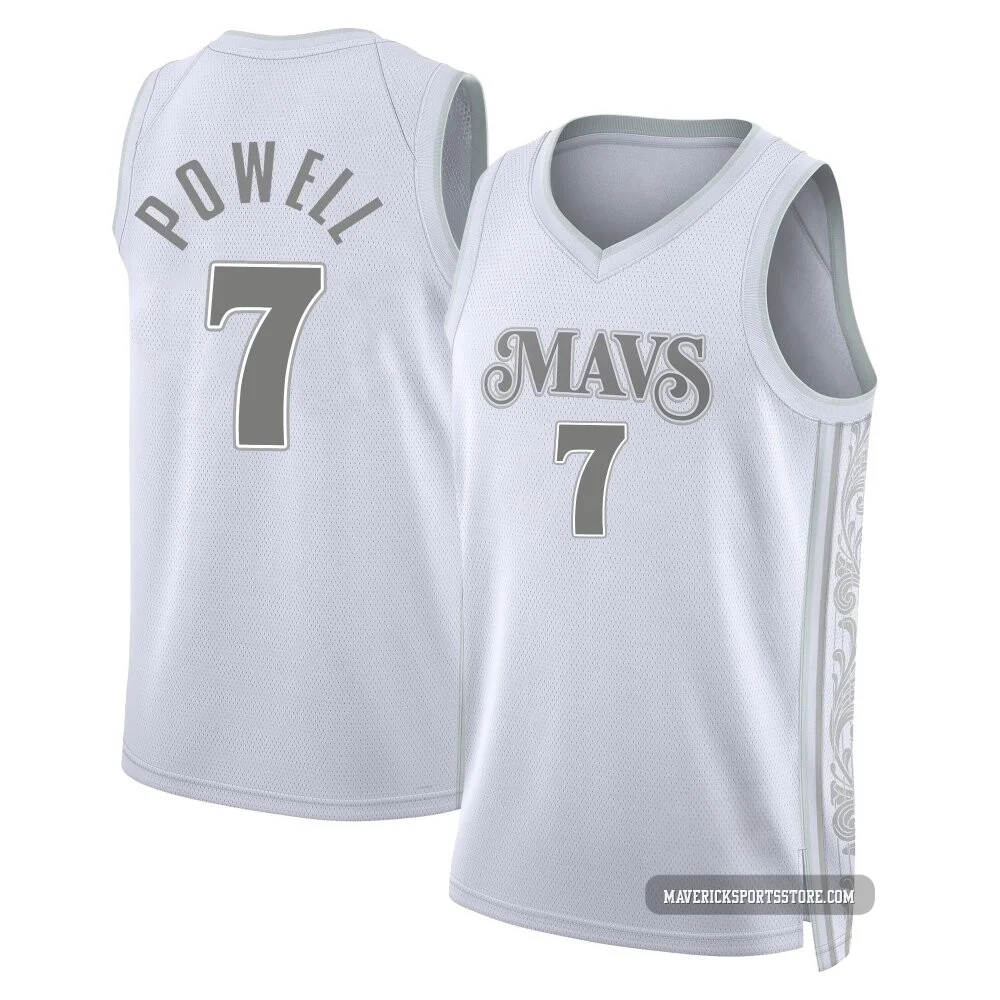 Dwight Powell ＃7 Youth Swingman 2024/25 Dallas Mavericks White City Edition Jersey